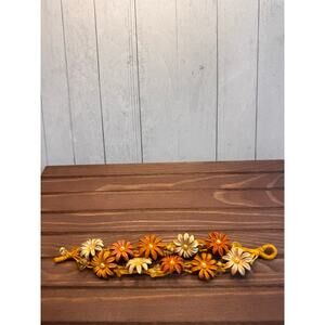 Handmade Genuine Leather Yellow Flower Bracelet w Stones Yellow Bracelet NEW